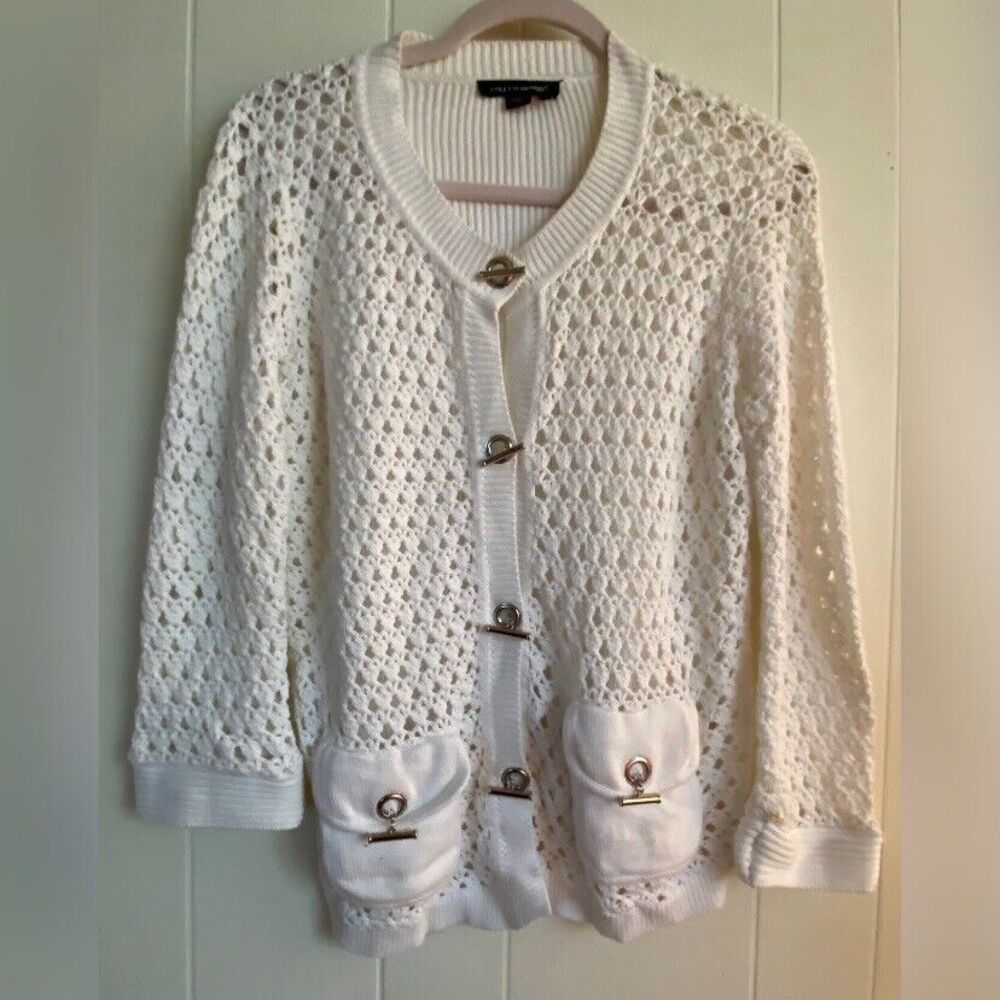 Colette Mordo Sweater Women’s Small Cotton Embroidered Cardigan Toggle Closure